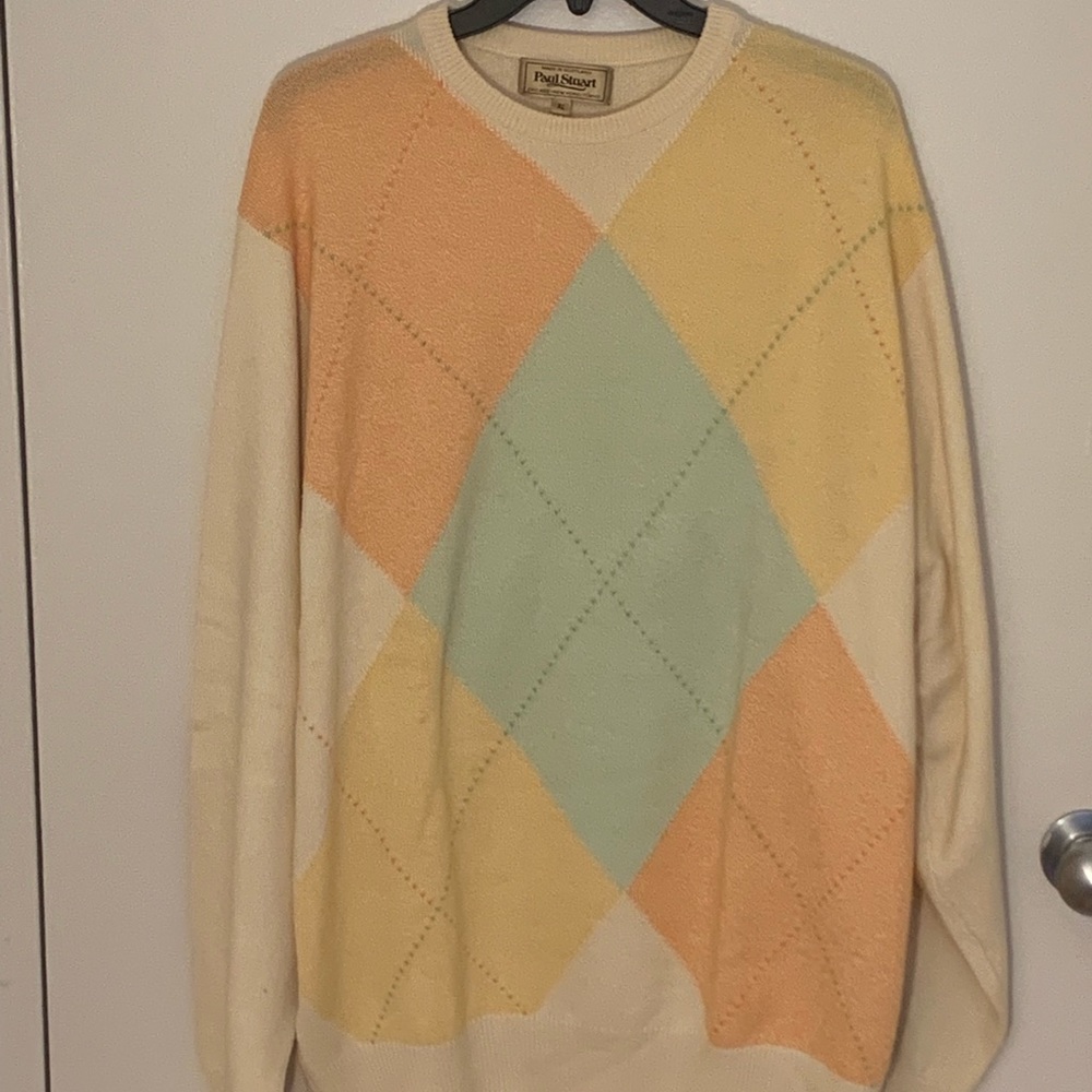 Yellow Paul Stuart Argyle sweater